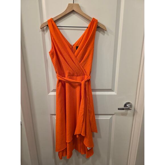 DKNY Orange Fit & Flare Midi Dress with Belt - Picture 2 of 9